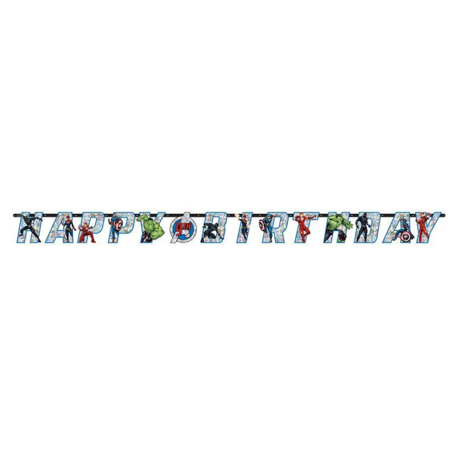 Vibrant Marvel Avengers birthday banners featuring Iron Man, Hulk, Thor, and Captain America for festive celebrations.
