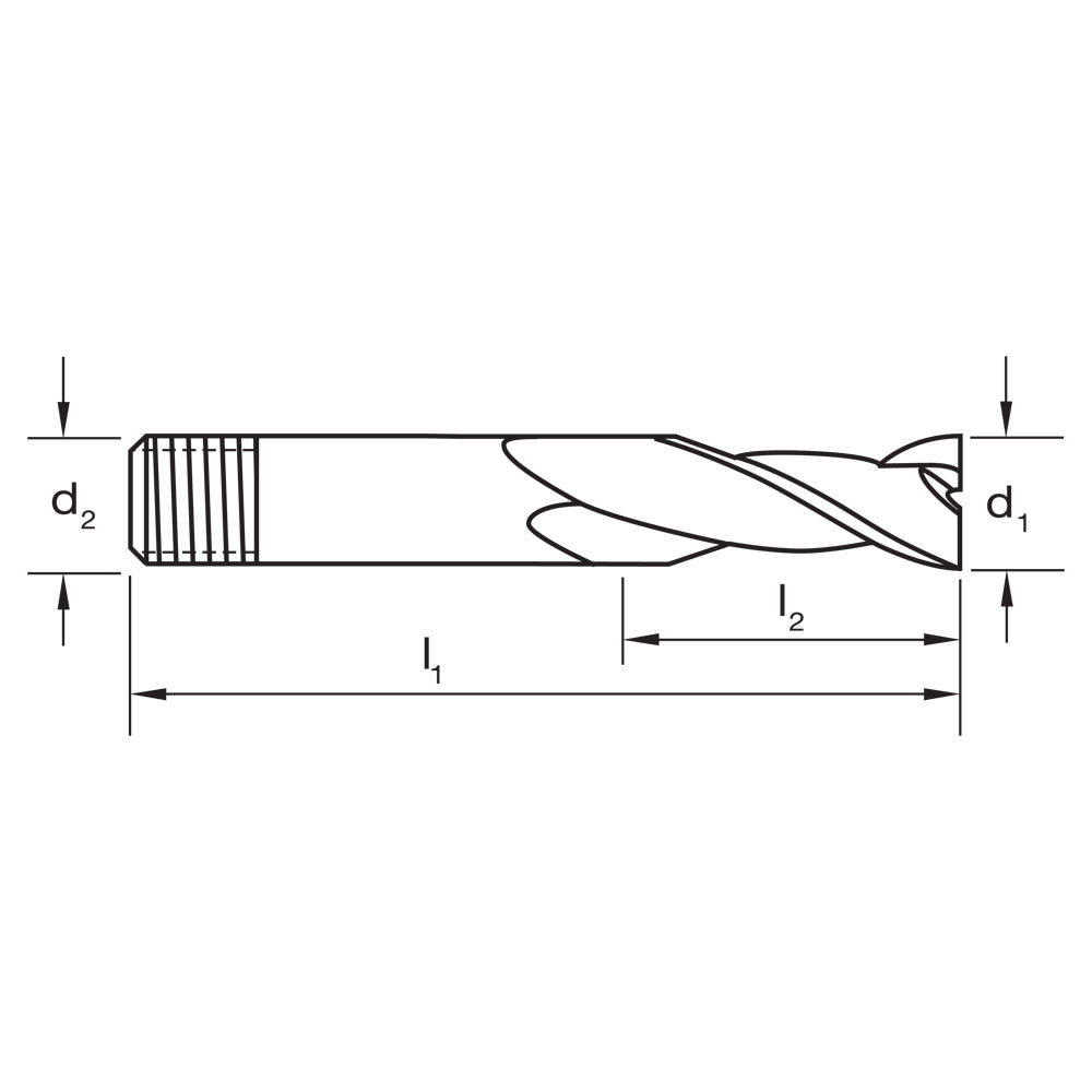 Sutton 2 Flute Slot Drill - Regular (Threaded) 4mm - R30 N