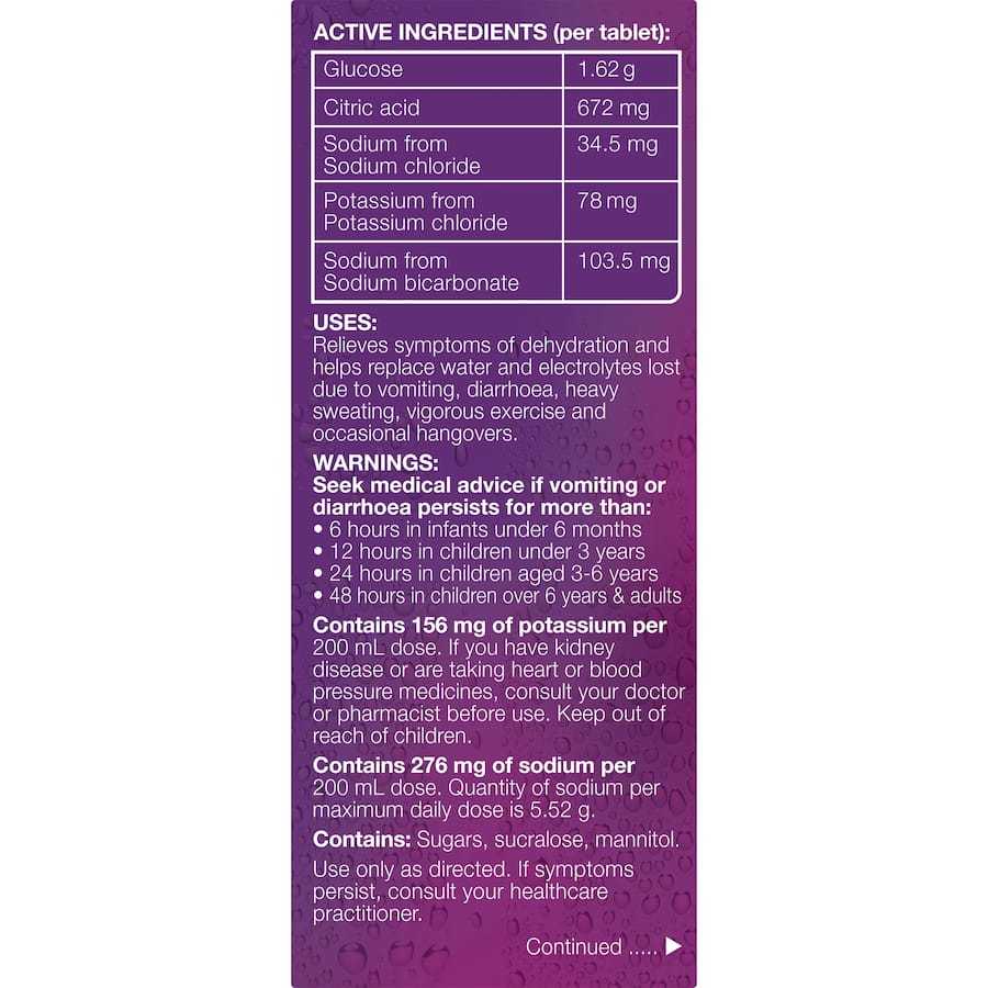 Hydralyte Effervescent Electrolyte Tablets Appler Blackcurrant 10pack