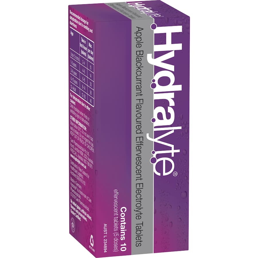 Hydralyte Effervescent Electrolyte Tablets Appler Blackcurrant 10pack