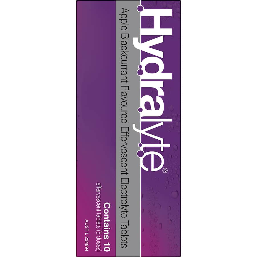 Hydralyte Effervescent Electrolyte Tablets Appler Blackcurrant 10pack
