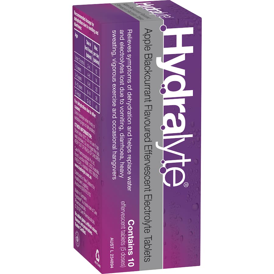 Hydralyte Effervescent Electrolyte Tablets Appler Blackcurrant 10pack