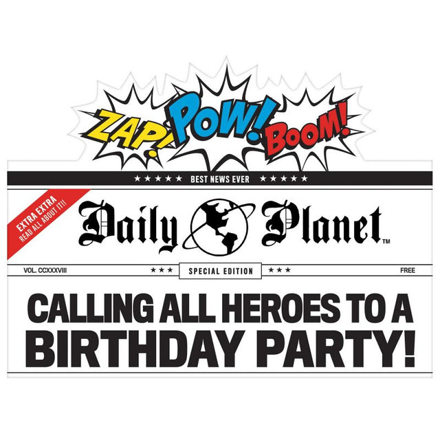 Pack of 8 vibrant Justice League themed invitations with matching envelopes for superhero parties.