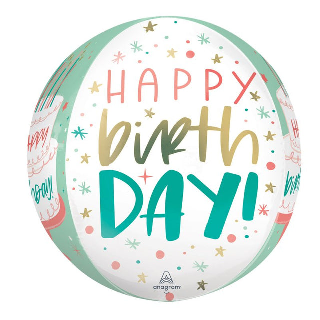 Vibrant 40cm foil balloon featuring a birthday cake design, perfect for festive parties and special celebrations.