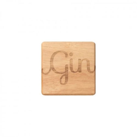 Stylish Hevea wood coasters, 100mm square, perfect for protecting surfaces while enjoying gin with friends.