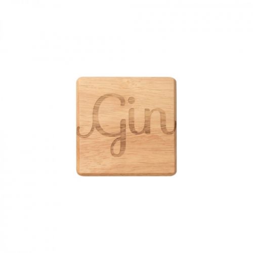 Stylish Hevea wood coasters, 100mm square, perfect for protecting surfaces while enjoying gin with friends.