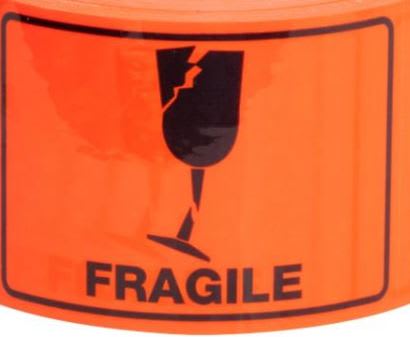 Label Fragile Red/Black 93mm x 74mm 250 (Roll)