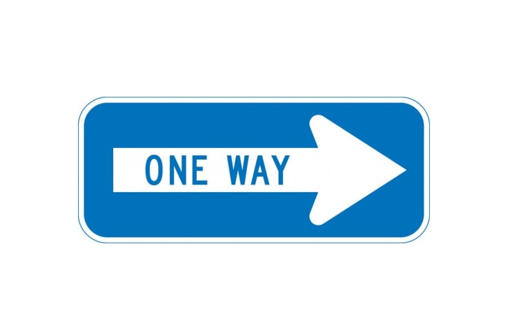 Road Sign | Right Arrow One Way W600mm x H250mm (Single Sided)