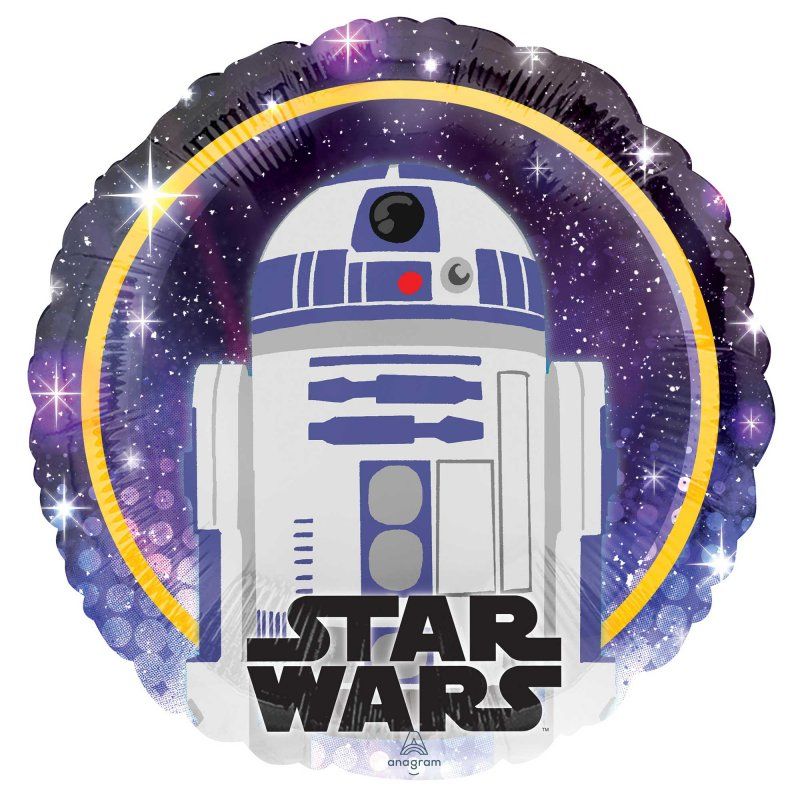 45cm R2D2 foil balloon, perfect for Star Wars-themed celebrations and events, self-sealing and durable.
