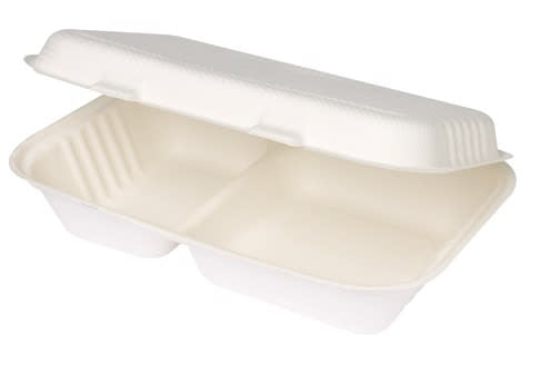 Huhtamaki Compostable Clamshells - White 9x6x3" (1000ml) 25 (Pack)