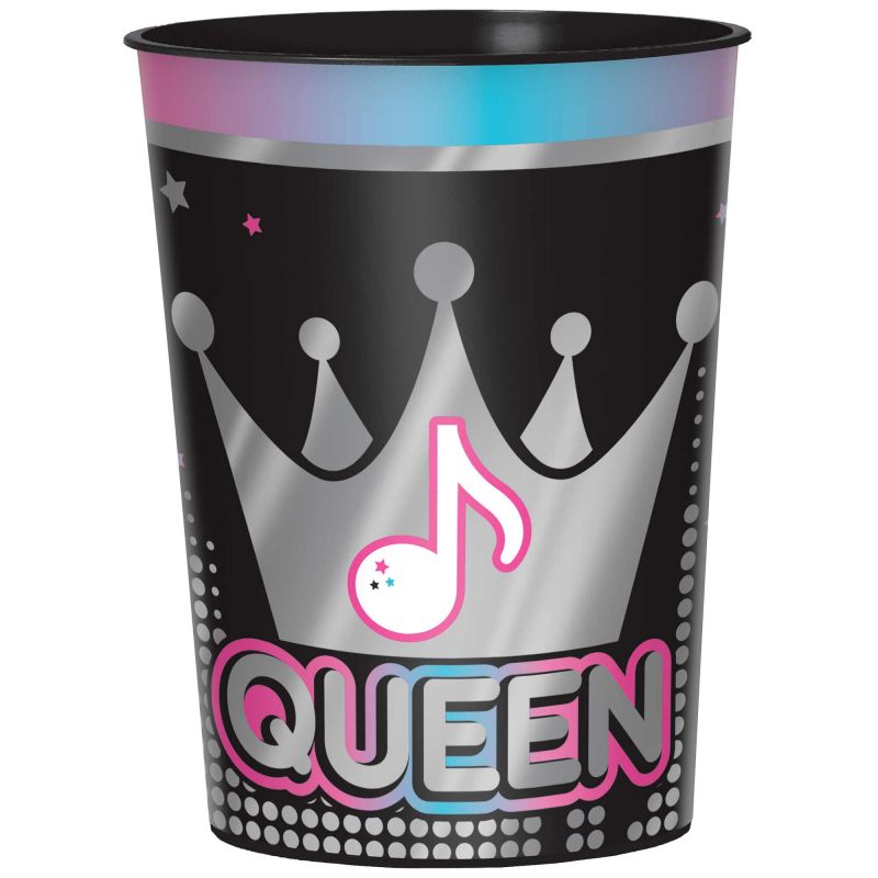Colorful 473ml plastic birthday favor cup, perfect for festive gatherings and durable enough for kids and adults.