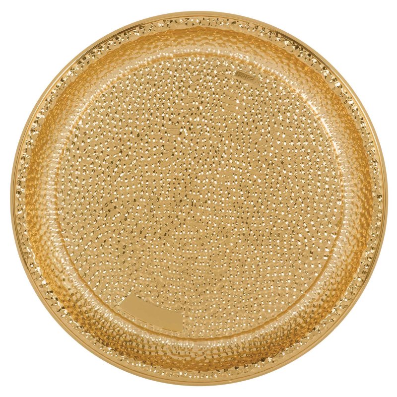 Elegant 40cm gold hammered tray, perfect for home decor, serving drinks, or organizing items, combines beauty and practicality.