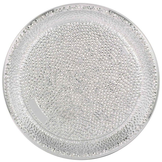 Elegant 40cm silver serving tray with a hammered finish, perfect for entertaining and home decor.