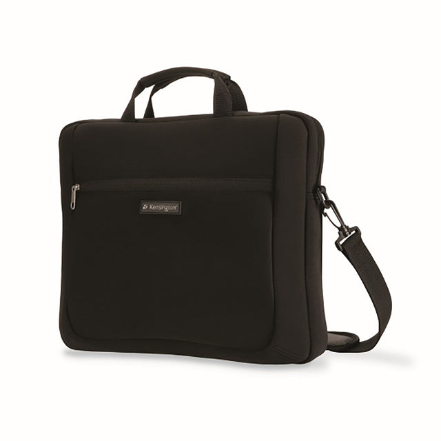 Kensington Sp15 black laptop sleeve for 15.6'' laptops with padded compartment and front storage pocket.