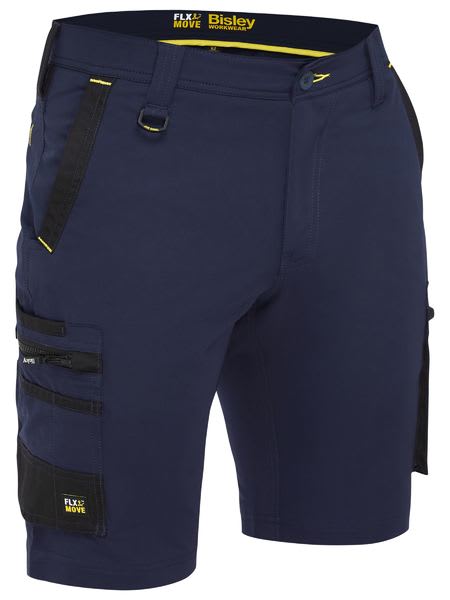 Bisley, FLX & MOVE 4-Way Stretch Zip Cargo Short (Pair) - Navy - Size: 12