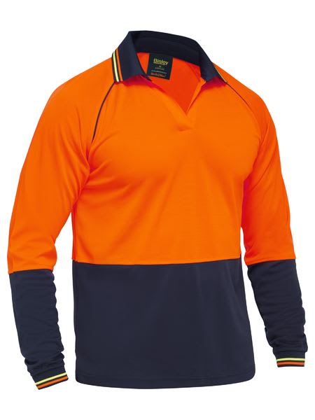 Bisley, Hi Vis Long Sleeve Polo, BK6440 - Orange/Navy - M