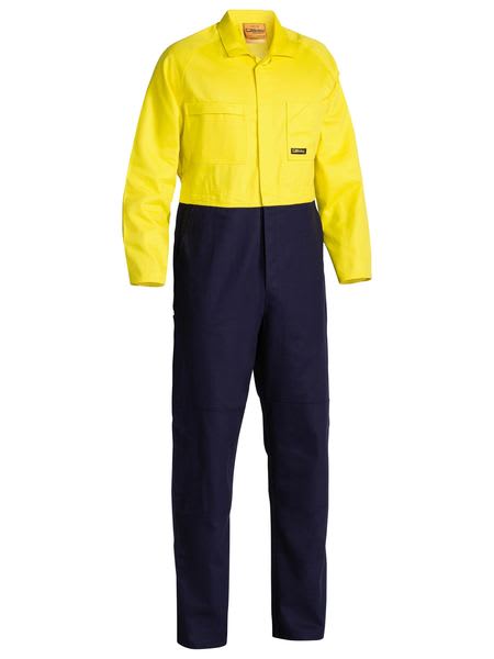 Bisley, Hi Vis Domed Overall, BC6357 Stout Fit - Yellow/Navy (Size: 97)