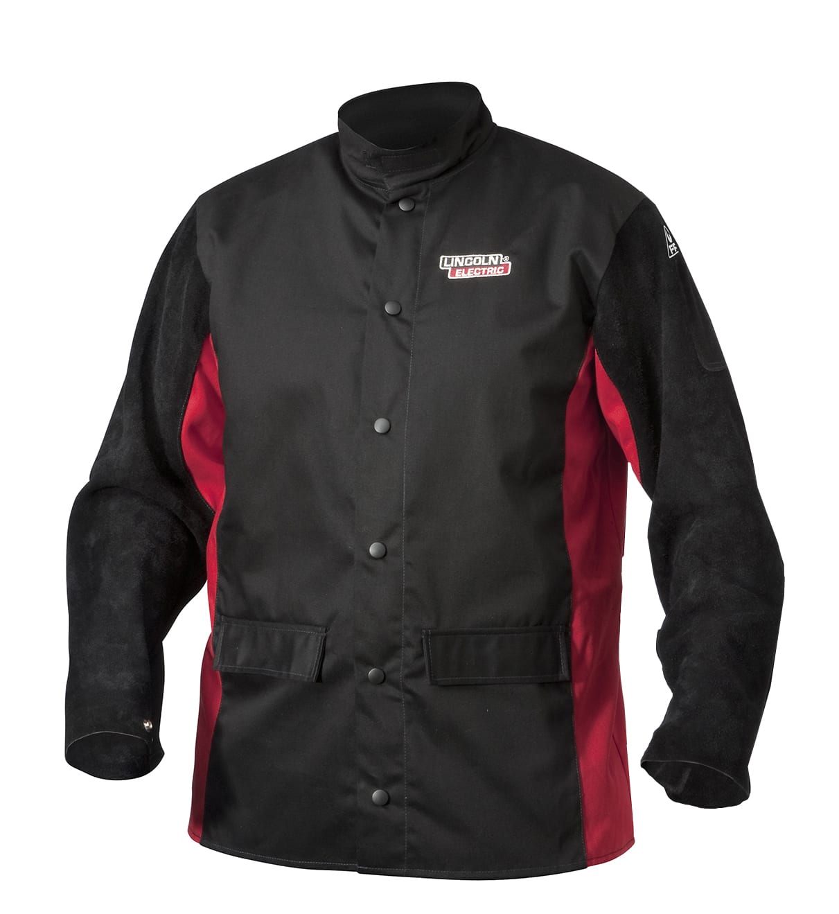 Lincoln, Shadow Split Leather Sleeve Jacket, K2986 - Black/Red (BR) - 3XL