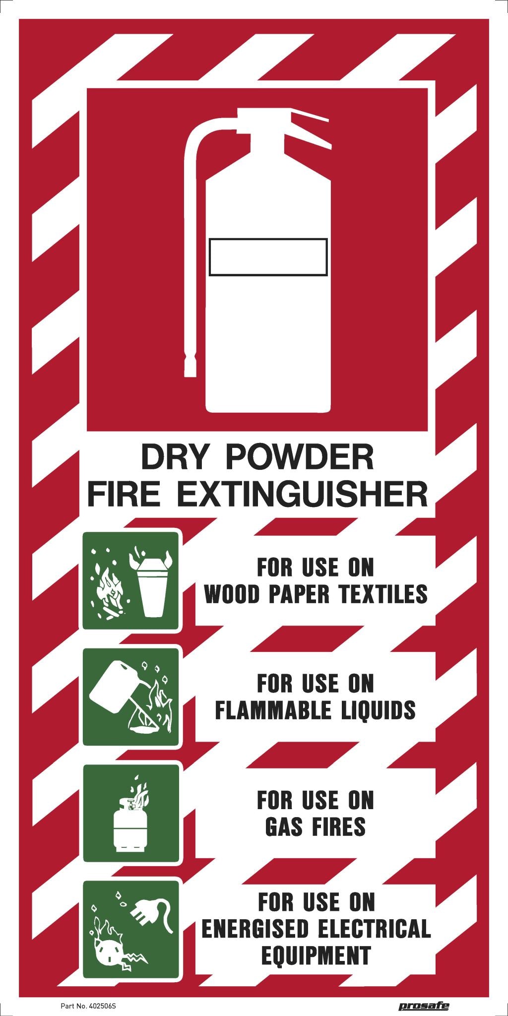 Fire Extinguisher Sign | Dry Powder, Standard W200mm x H400mm (Single Sided)
