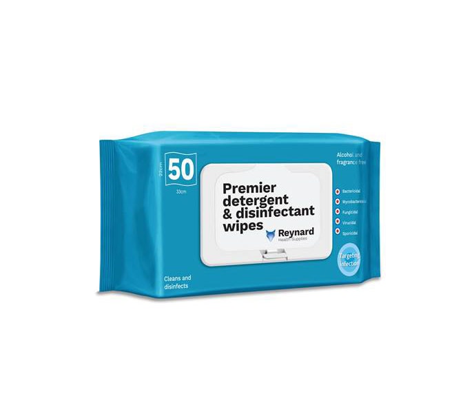 Reynard Premier Detergent and Disinfectant Wipes 50 Sheets (Pack)