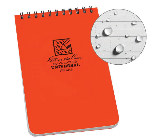 Rite in the Rain Top Spiral Polydura Notebook Orange - 4" x 6" 100 Pages (Each)
