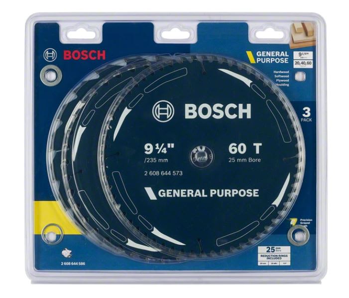 Bosch Circular Saw Blades - General Purpose Wood 235mm (9 1/4inch) 3 (Pack)