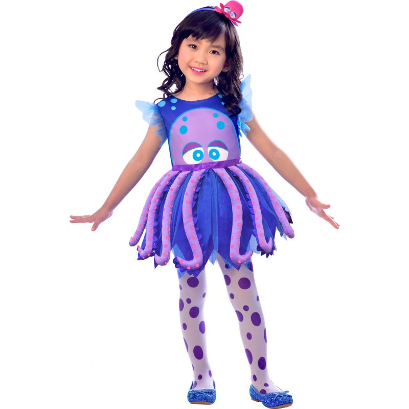 Vibrant octopus costume for kids aged 4-6, featuring colorful tentacles and a matching headband for imaginative play.