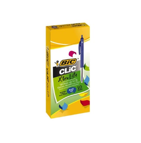 BIC Clic Blue Medium Ballpoint Pens (Box of 10)