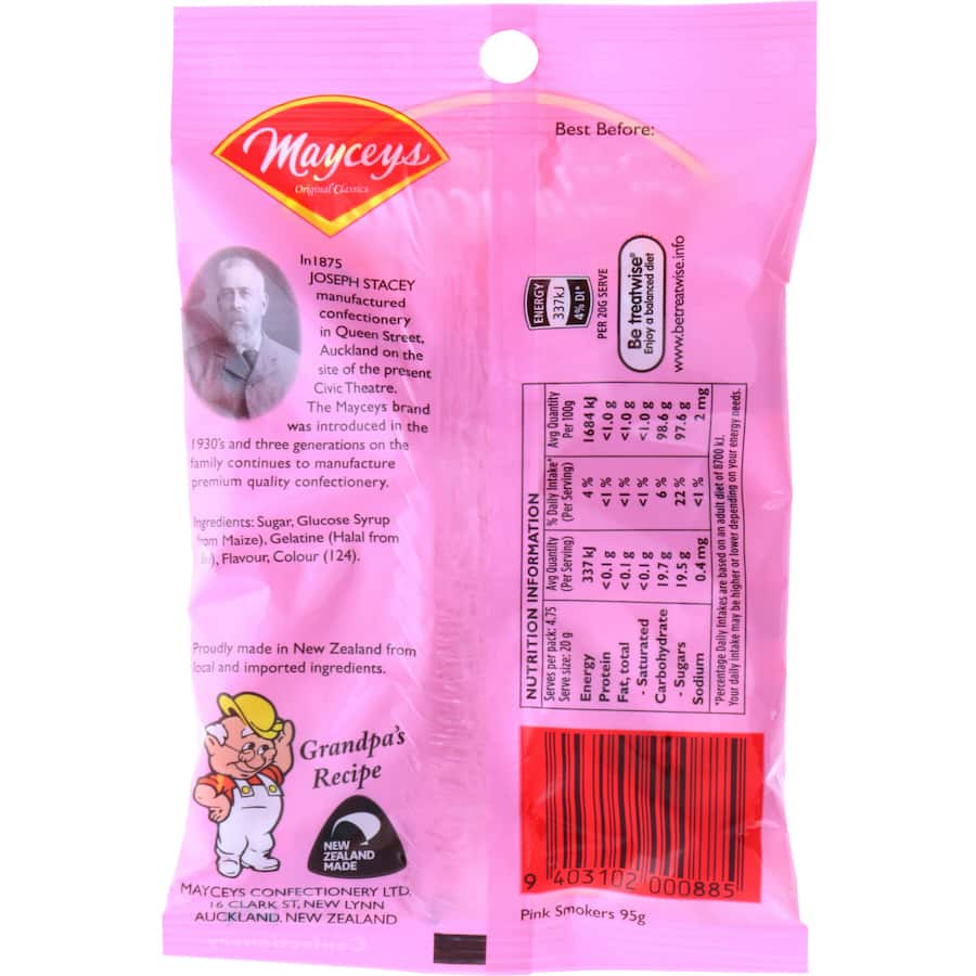 Mayceys Sweets Pink Smokers 95g