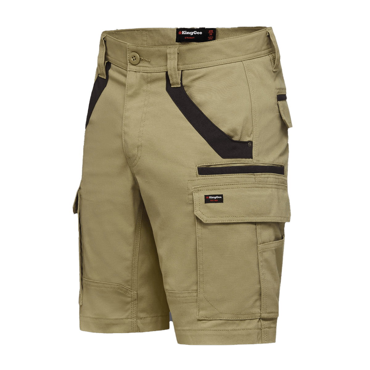 KingGee, Tradies Stretch Cargo Short, K69870 - Khaki (Size: 92)