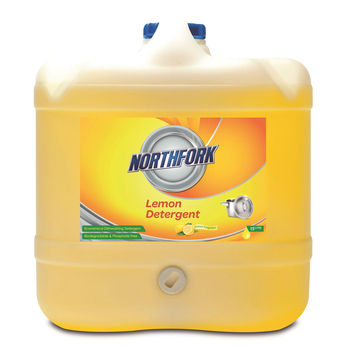 Northfork Lemon Detergent 15L: powerful, eco-friendly dish soap with a fresh lemon scent, gentle on hands, perfect for tough stains.