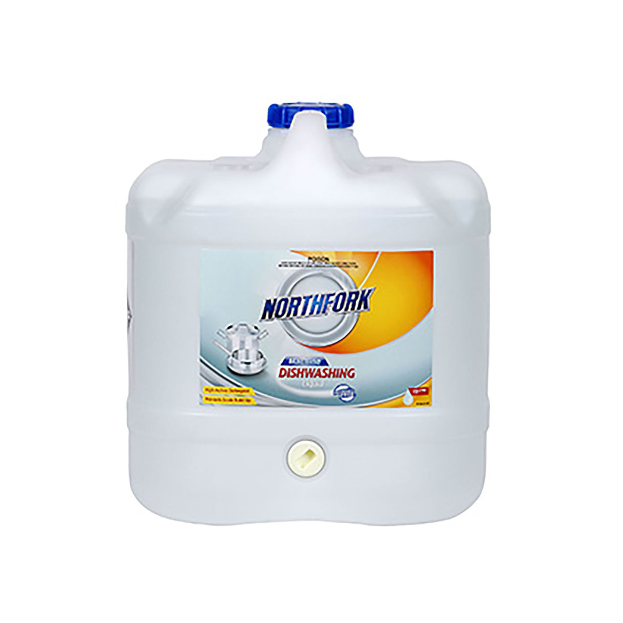 Northfork 15l machine dishwashing liquid effectively removes grease and food soils, ideal for commercial dishwash dispensers.