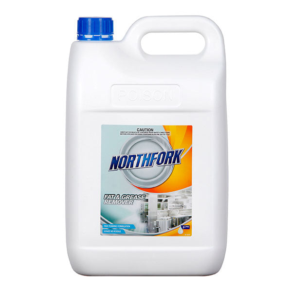 Norfolk 3x5L Fat & Grease Remover, a powerful, rinse-free degreaser for tough kitchen and bathroom cleaning tasks.