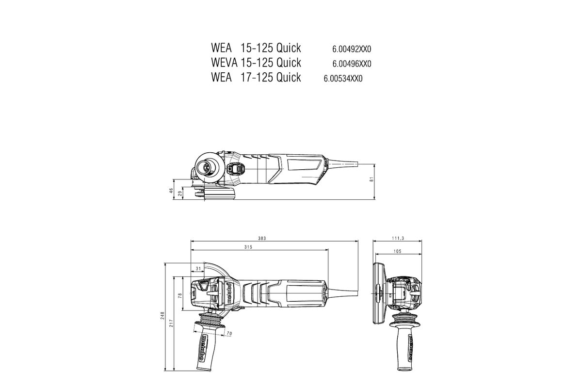 Metabo Angle Grinder Paddle Switch 125mm 1700W