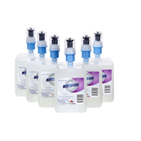 Northfork Hand and Body Wash in Pearl White, 0.4ml, features a hygienic cartridge design for effective cleansing and zero waste.