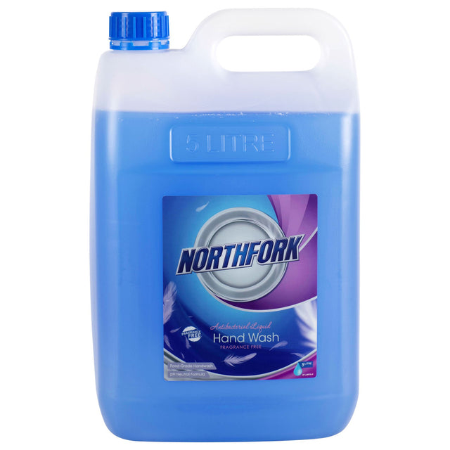 Northfolk 3x5L Liquid H/Wash Antibacterial for hygienic hand cleaning, fragrance-free, ideal for food processing and sensitive skin.