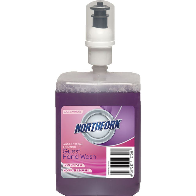 Northfork Foaming Hand Wash Guest 0.4ml in a convenient size, featuring anti-bacterial properties and a pleasant fragrance.