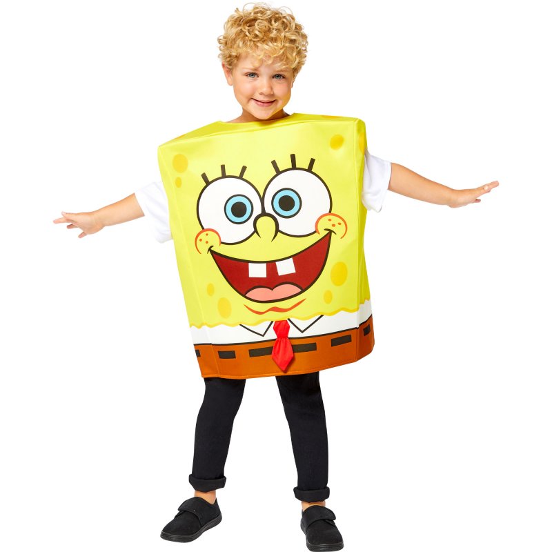 Vibrant SpongeBob Boys Costume for ages 3-7 with foam bonded top and sleeves, perfect for dress-up and themed parties.