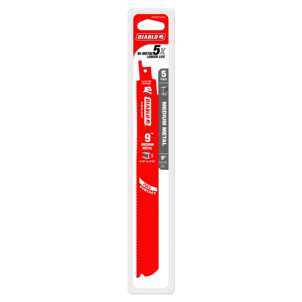 Diablo Reciprocating Saw Blade for Medium Metal 9" Pack of 5