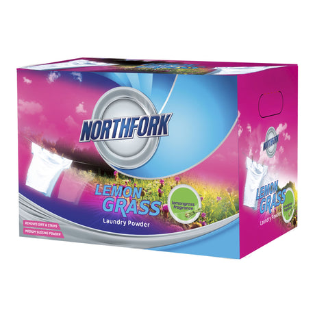 Northfork Laundry Powder 15kg pack, effective for commercial and domestic laundry with biodegradable formula and optical brighteners.