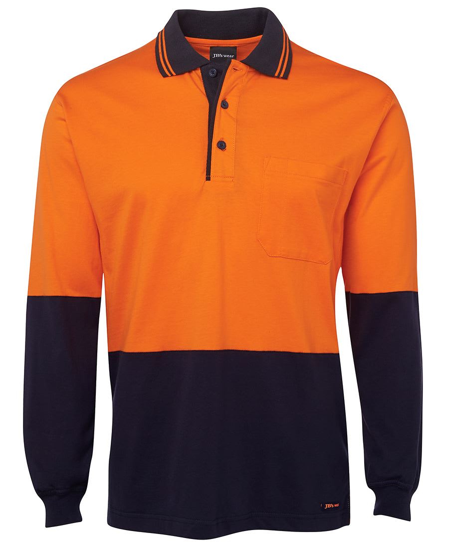 JB's Wear, Hi Vis Cotton Polo, 6CPHL - Orange/Navy (Size: 3XL)