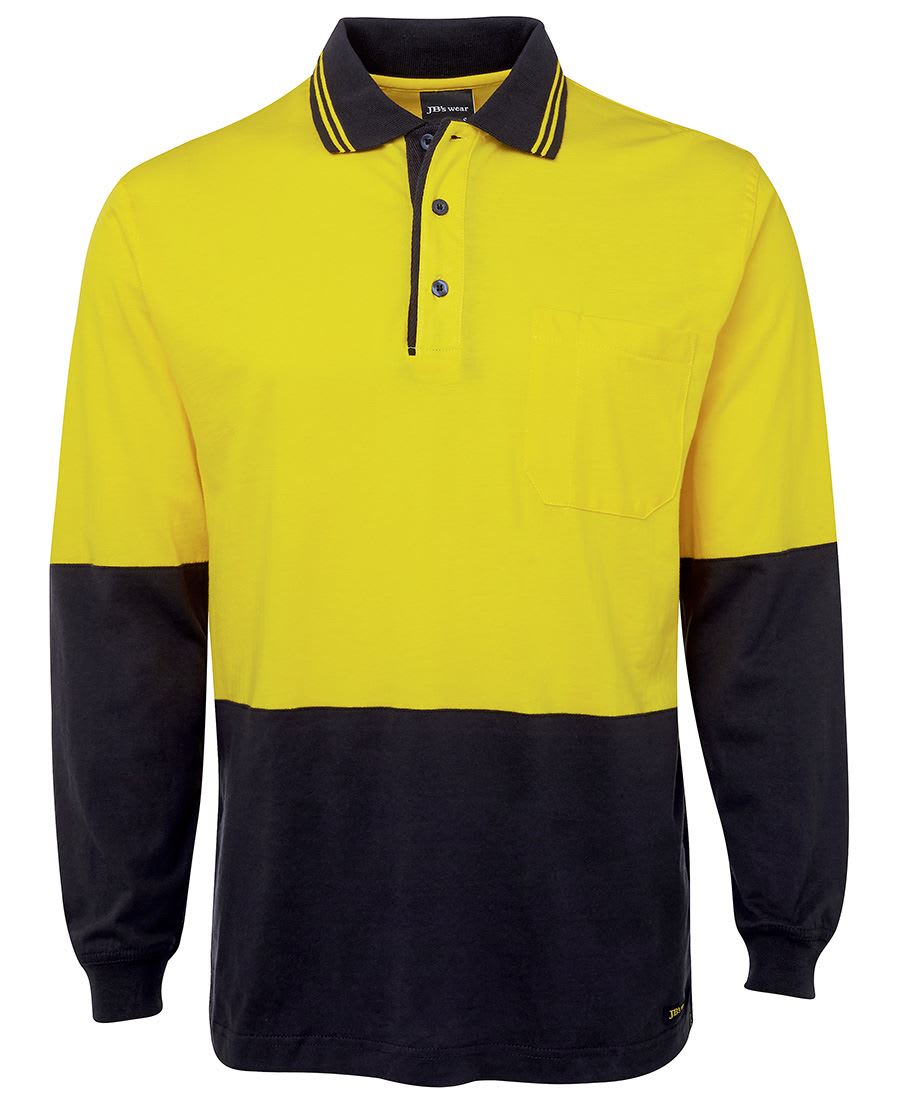 JB's Wear, Hi Vis Cotton Polo, 6CPHL - Yellow/Navy - 4XL