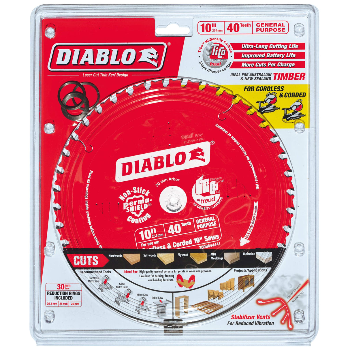 Diablo 40T General purpose Saw Blade 10"/254mm (Each)