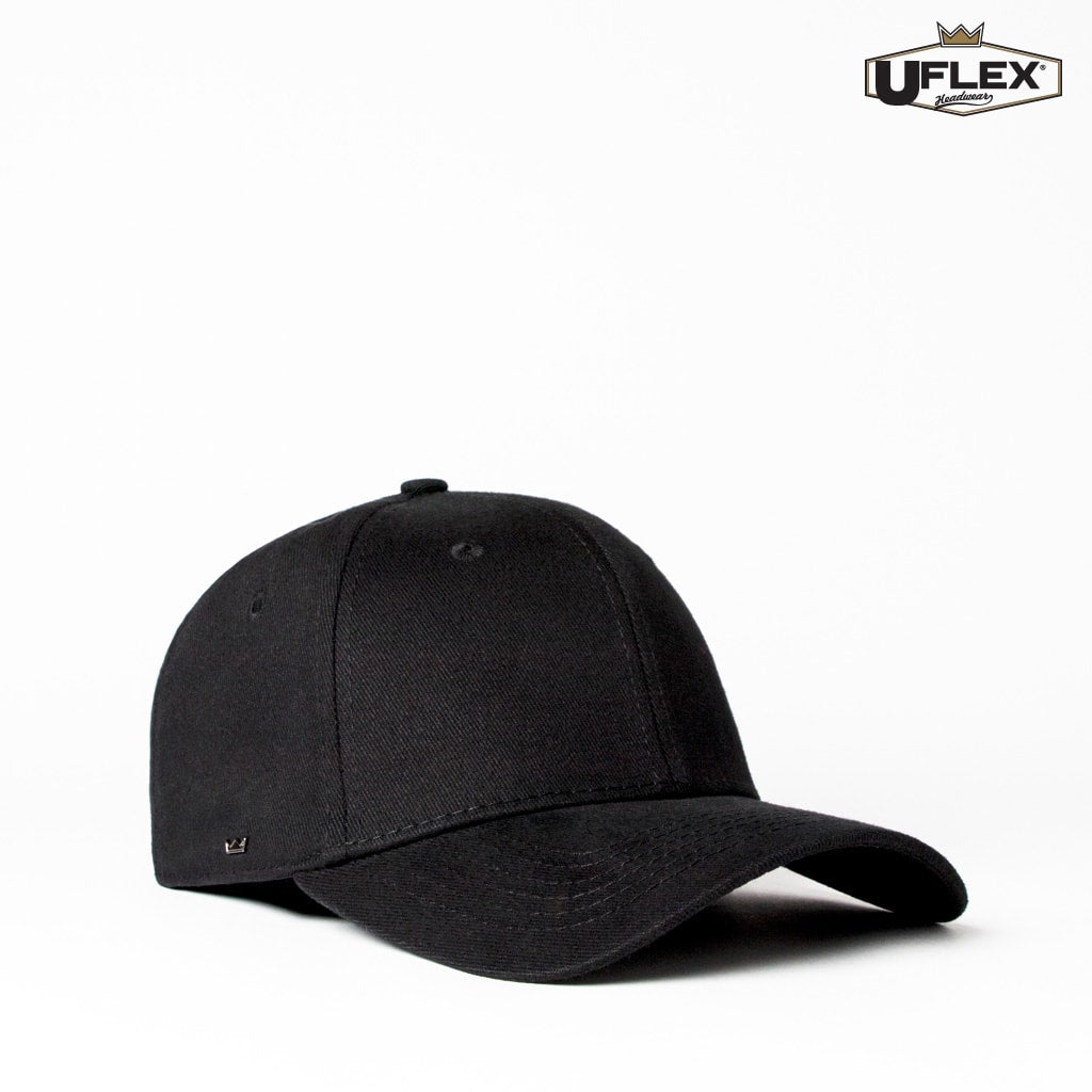 UFlex, Adults Pro Style Cap, U15603 - Black (Size: S/M)