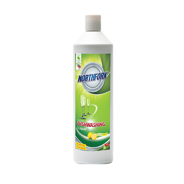 Geca Dishwashing Liquid carton of 12 x 1L bottles, eco-friendly, powerful grease-cutting, fresh scent, septic safe.