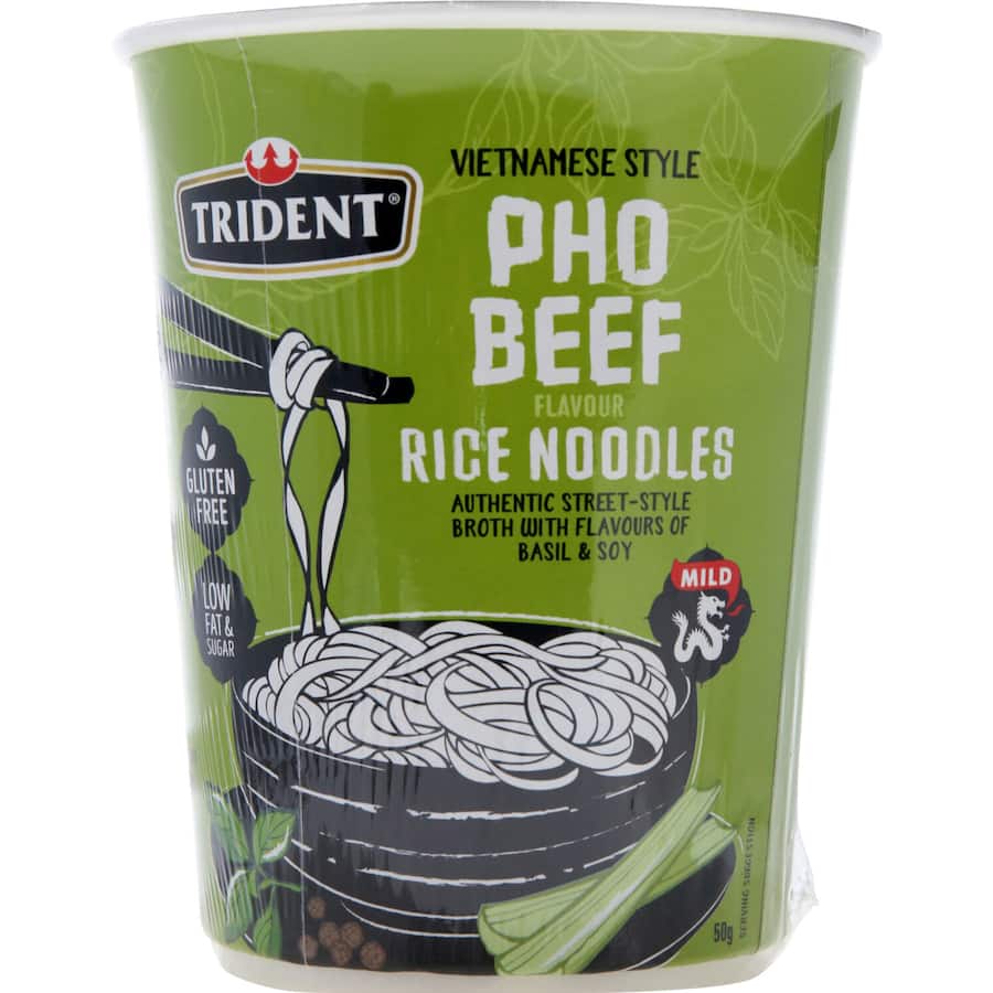 Trident Rice Noodles Pho Beef Cup 50g