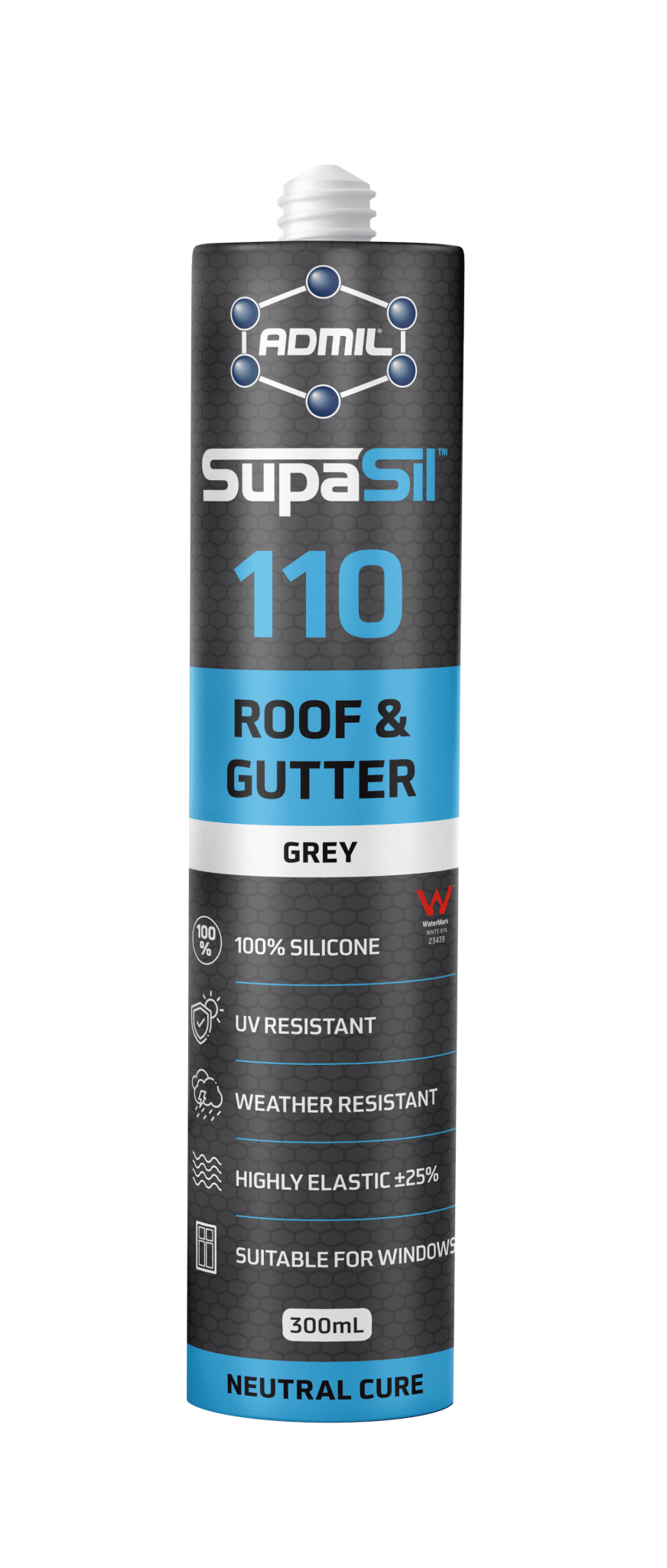 Admil SupaSil 110 Roof & Gutter Grey-300ml (Each)