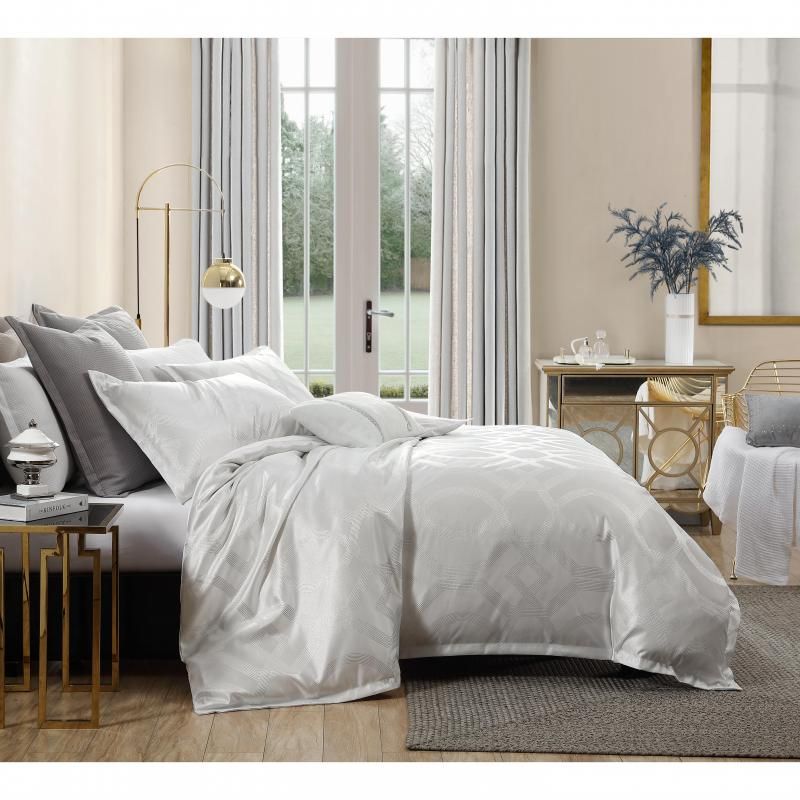 Platinum Seville Metallic Jacquard European Pillowcase | Snow