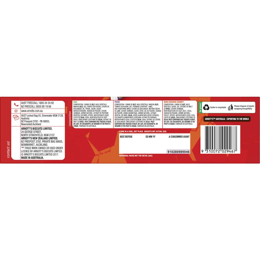 Arnotts Shapes Sensations Crackers Multipack Variety 375g 15pack
