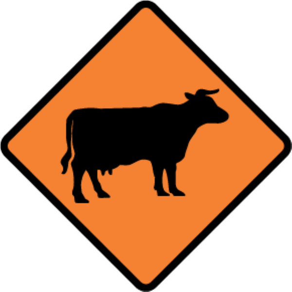 Road Sign | Stock Temporary Cattle W750mm x W750mm (Single Sided)